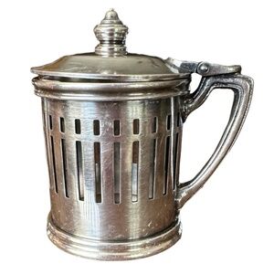 REED & BARTON Silver Soldered Mustard Pot Container Hinged Lid No Spoon / Insert